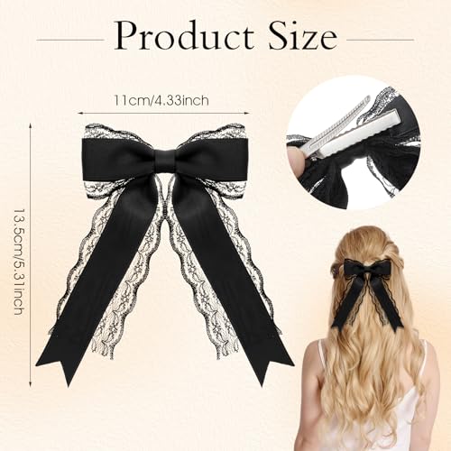Giantree Black Lace Hair Bow Clips for Women - 2 Pack