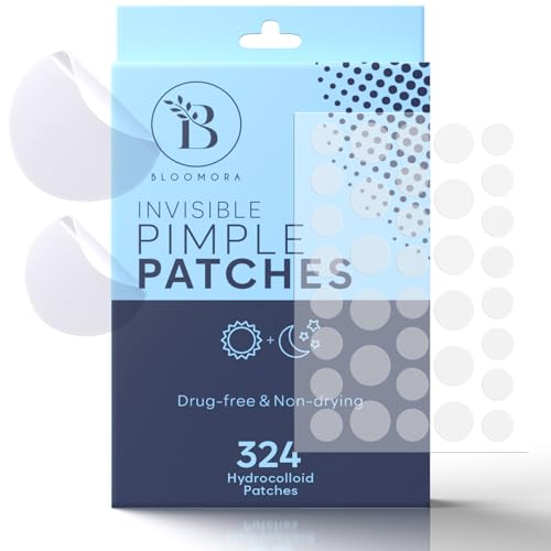 BLOOMORA Hydrocolloid Pimple Patches - 324 Count, 8mm & 12mm
