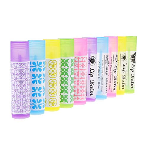 Kare & Kind DIY Lip Balm Tubes - 50-Pack Assorted Colors with Labels