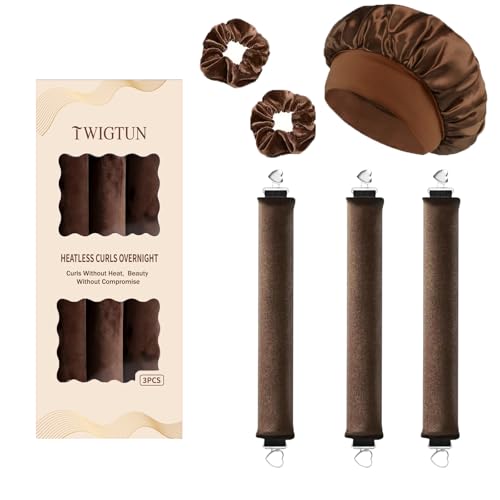 TWIGTUN Heatless Curlers Overnight Hair Curling Set - Jumbo Velvet Rollers for Heat-Free Waves