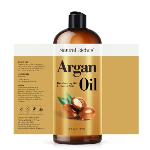 Organic Moroccan Argan Oil 16 Fl Oz for Hair & Skin Moisturizing