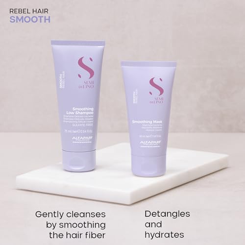 Alfaparf Milano Semi di Lino Smooth Travel Size Shampoo and Hair Mask Set for Frizzy Hair - Straightens Rebel Hair - Smoothing Hair Products