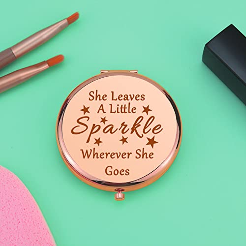 Mwphuy Leaves Sparkle Inspirational Compact Makeup Mirror for Women & Girls - Motivational Gift