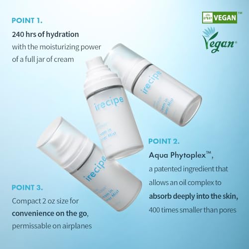IRECIPE Aqua Phytoplex Cream in Toner Mist Variation 1 – Milky Face Spray with Hyaluronic Acid, Korean Vegan Skincare, 2.03 oz