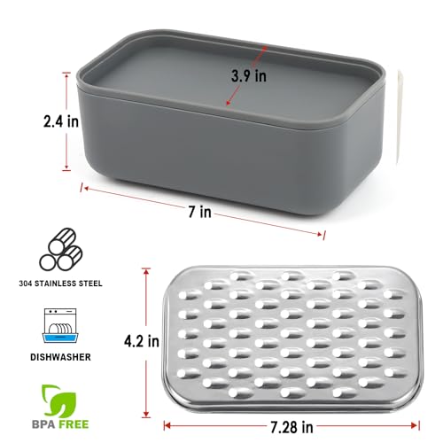 KEISSCO Cheese Grater with Storage Container - Stainless Steel Zester for Citrus, Vegetables & More