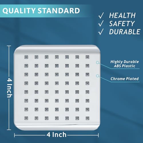 Voolan High Pressure Rain Shower Head - 4" Square Chrome