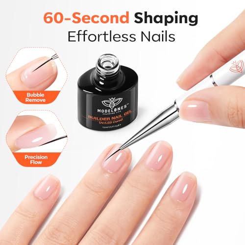 Modelones 7-in-1 Builder Nail Gel & Precision Liner Brush - 15ml