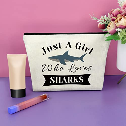 Sazuwu White Shark Makeup Bag for Girls & Women - Marine Animal Gift