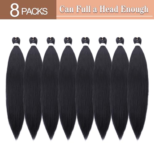 AMUMI Pre-Stretched Braiding Hair Extensions - 18 Inch Synthetic Fiber (8 Pack)