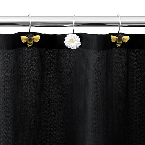 Daisy & Bee Shower Curtain Hooks - 12 Decorative Resin Hooks