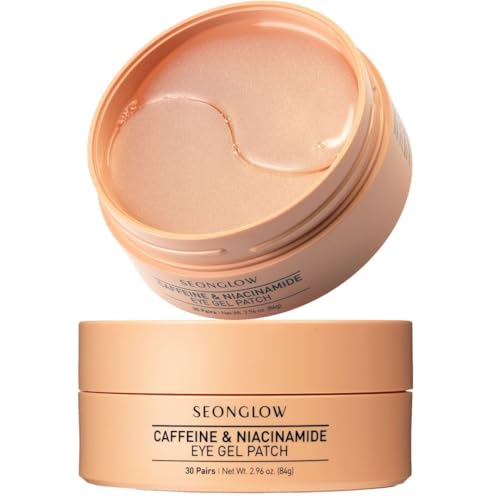 Caffeine Under Eye Patches - 60 Count Korean Hydrogel Masks for Dark Circles & Puffiness Relief