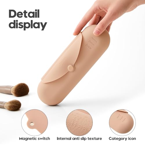 JASAQE Silicone Makeup Brush Holder – Portable Travel Cosmetic Case