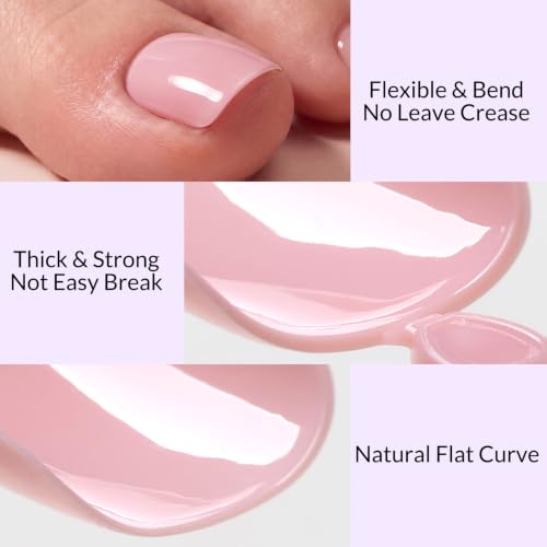 AddFavor Baby Pink Press-On Toenails Kit with 240 Fake Nails & Accessories