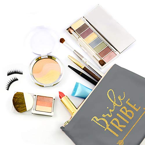 Heather & Willow 6-Piece Bride Tribe Makeup Clutch Set Grey – Bridesmaid & Bride Gift Bags