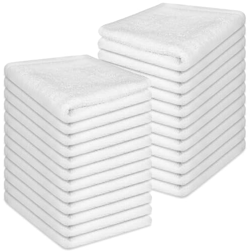 24-Pack 100% Cotton Washcloths, Soft 12x12 Inch White Face Cloths