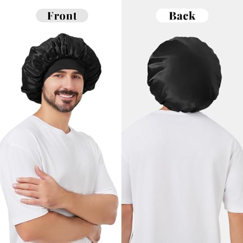 Satin Silk Bonnet for Men - Sleep Cap with Wide Band