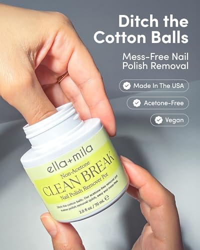 ella+mila Non-Acetone Nail Polish Remover Pot - Travel Size 2.3 fl oz