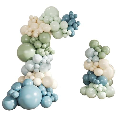 Dusty Blue & Sage Green Balloon Arch Kit - 124Pcs for Baby Showers & Parties