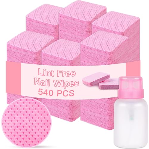 540 Lint-Free Nail Wipes & Pump Bottle for Nail Care