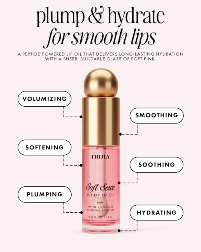 Truly Beauty Peptide Lip Oil - Hydrating Plumping Gloss with Ceramides