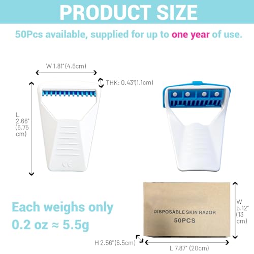 Disposable Shaving Razors 50 Pcs with Protective Covers – Portable, Dry/Wet, Individually Packaged