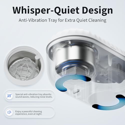 FIRBNO Ultrasonic Denture Cleaner with Auto Drain & Dry for Retainers