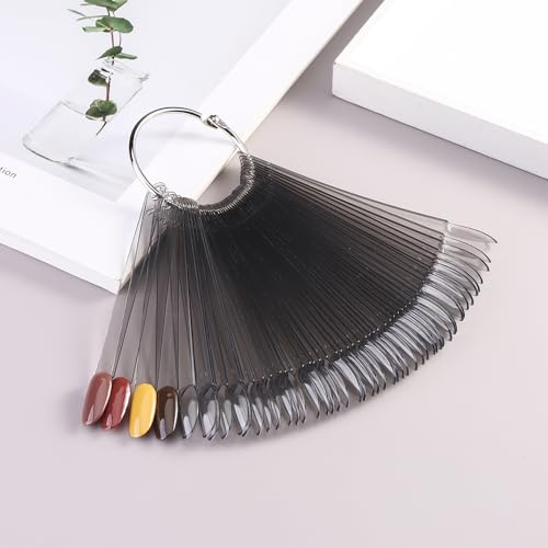 Transparent Black Oval 150 Pcs Nail Swatch Sticks with Ring for Nail Art & Display