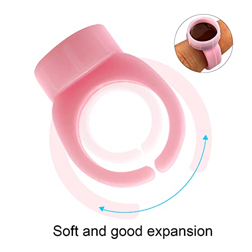 MARLLOGIVA 100pcs Pink Silicone Pigment Rings for Microblading & Tattoo Ink Holders
