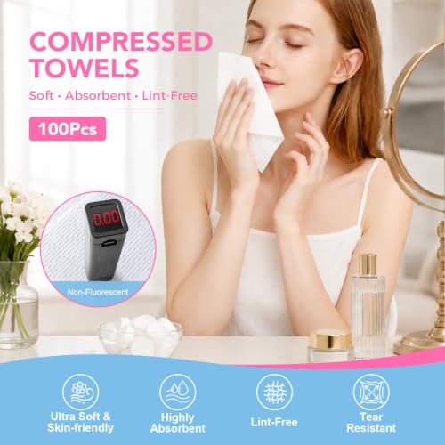 GLIMGLINT 100 Pcs Mini Disposable Compressed Towels for Travel