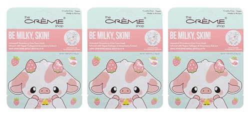 The Crème Shop Be Milky Skin Strawberry Cow Face Mask 3 Pack