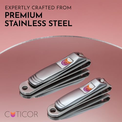 CUTICOR Stainless Steel Nail Clipper Set for Thick Nails