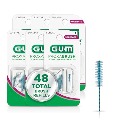 GUM Proxabrush Go-Betweens Moderate Refills 8 Count Pack of 6 – Interdental Dental Brush Refill