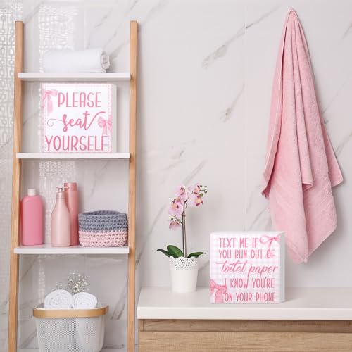 Farmhouse Bathroom Signs - 2 Pcs Please Seat Yourself Wall Art