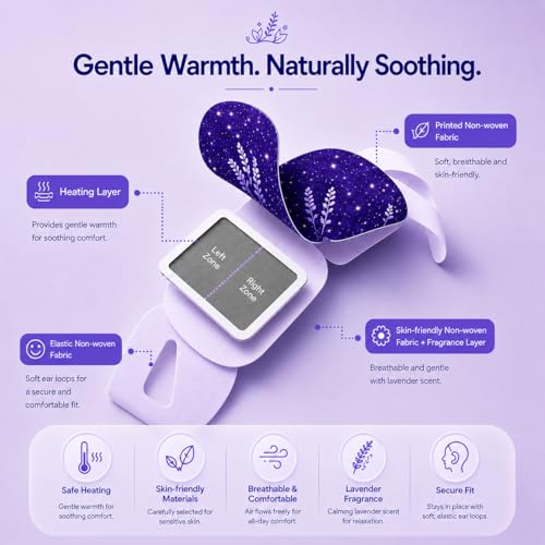 Lavender Steam Eye Mask - Self-Heating, Relaxing, Disposable for Sleep & Travel, 16 Pack