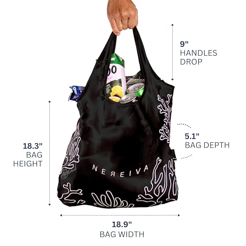 Nereiva 55 lbs Reusable Shopping Bag - Foldable & Washable Tote