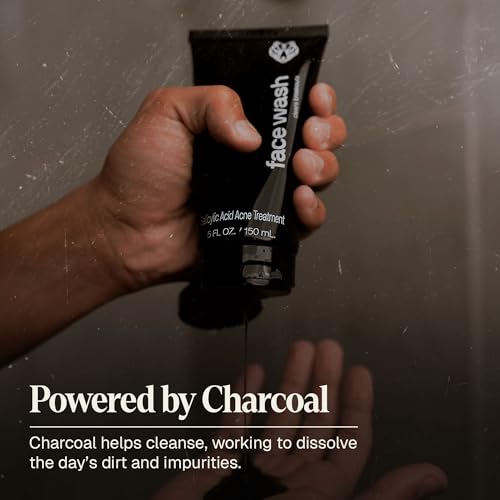 Black Wolf Charcoal Acne Face Wash for Men - Salicylic Acid Cleanser (5 fl oz)