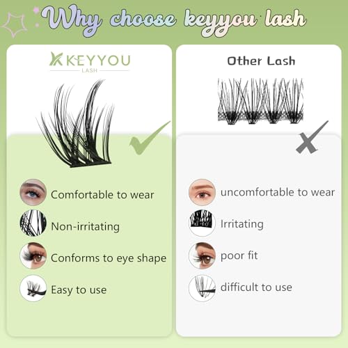 KEYYOU Angel A02 D Curl Lash Clusters – 8-18mm Natural Look