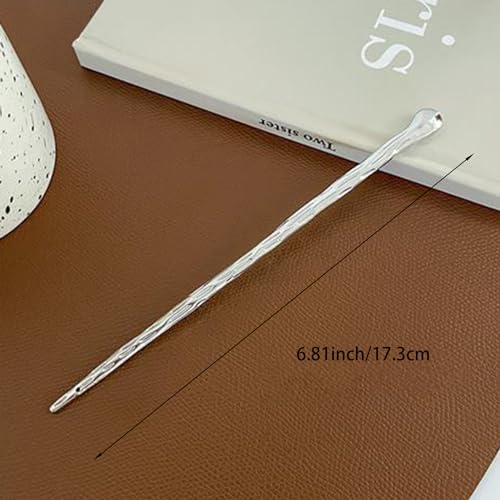 LELEVTXP Alloy Hair Chopsticks 2-Pack Minimalist Bun Jewelry for Long Thick Hair