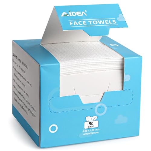 AIDEA Disposable Face Towels - 50 Count for Sensitive Skin