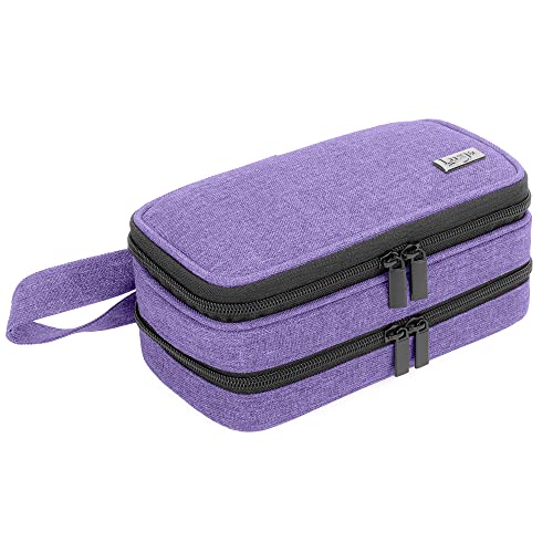 LUXJA Double-Layer Essential Oil Case - Holds 12 Bottles, Purple