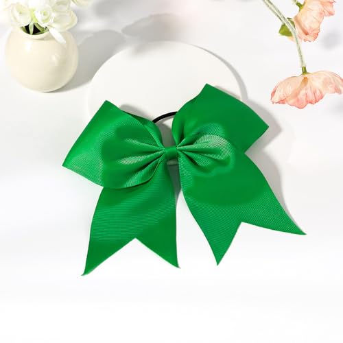 8-Inch Forest Green Cheer Bows for Ponytails - Handmade Hair Accessory