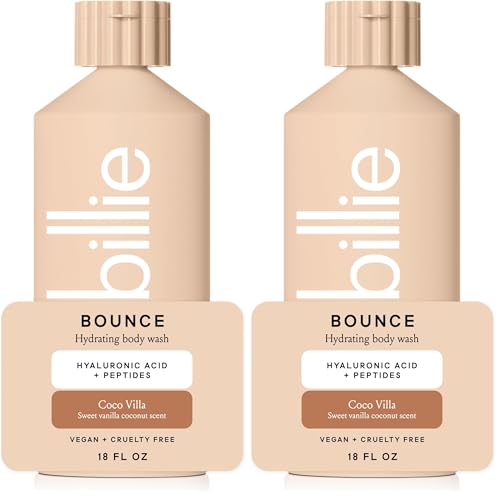 Billie Bounce Hydrating Body Wash with Hyaluronic Acid & Peptides - 18 Fl Oz (Pack of 2)