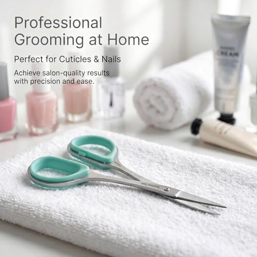 Pafason Travel Nail Scissors Set Pink & Green - Curved & Straight Blade Manicure Pedicure Tools