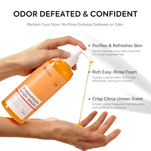 Persimmon Body Wash - Natural Odor Control with Tea Tree Oil, 10 Fl Oz
