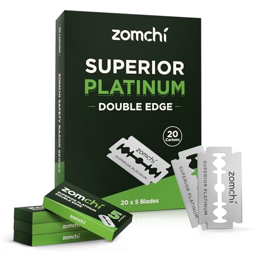 ZOMCHI Double Edge Razor Blades - 100 Count Platinum Stainless Steel