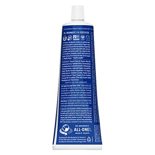 Dr. Bronner's Fluoride-Free Toothpaste - Peppermint, 5 oz - 70% Organic