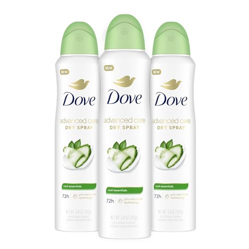 Dove Advanced Care Antiperspirant Deodorant Dry Spray Cool Essentials 3 Count for Helping Your Skin Barrier Repair After Shaving with Pro Ceramide Technology 3.8 oz