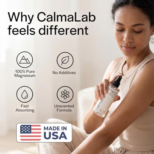 CalmaLab Pure Magnesium Oil Spray for Sleep, Feet & Muscle Recovery, 4oz