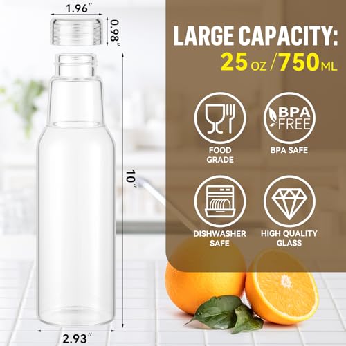 25 Oz Borosilicate Glass Bottles with Lids - Leakproof & BPA Free