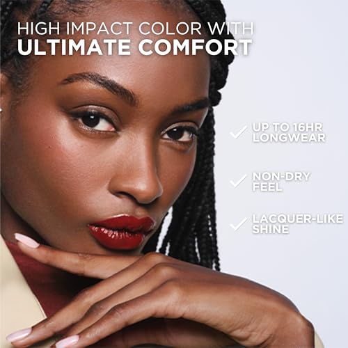 L'Oreal Paris Infallible Lacque Resistance Liquid Lipstick - 16HR Transfer-Proof, High Impact Color, 410 Rouge Poppy